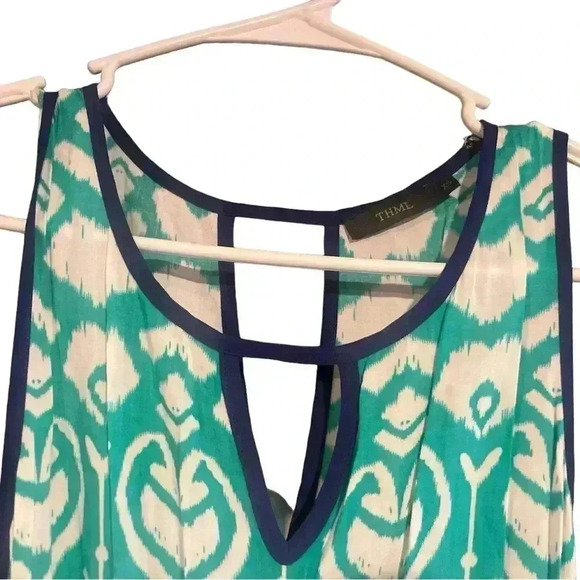 Anthropologie THML maxi dress in turquoise, royal blue and yellow. Lined.  XS - Picture 5 of 5